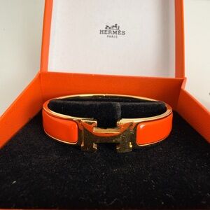 Hermès Clic H Orange Enamel Bracelet